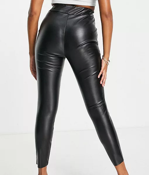Womens Skinny Fit Black leather Legging