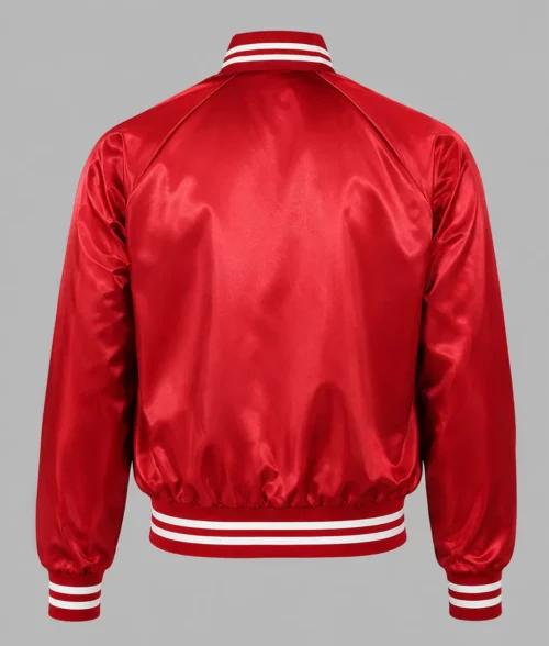 BUKIS Black and Red Varsity Satin Jacket - Red Back