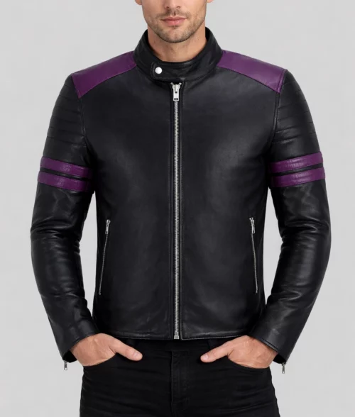 Jason Purple Strips Racing Jacket | Men's Purple Strips Racing Jacket-2