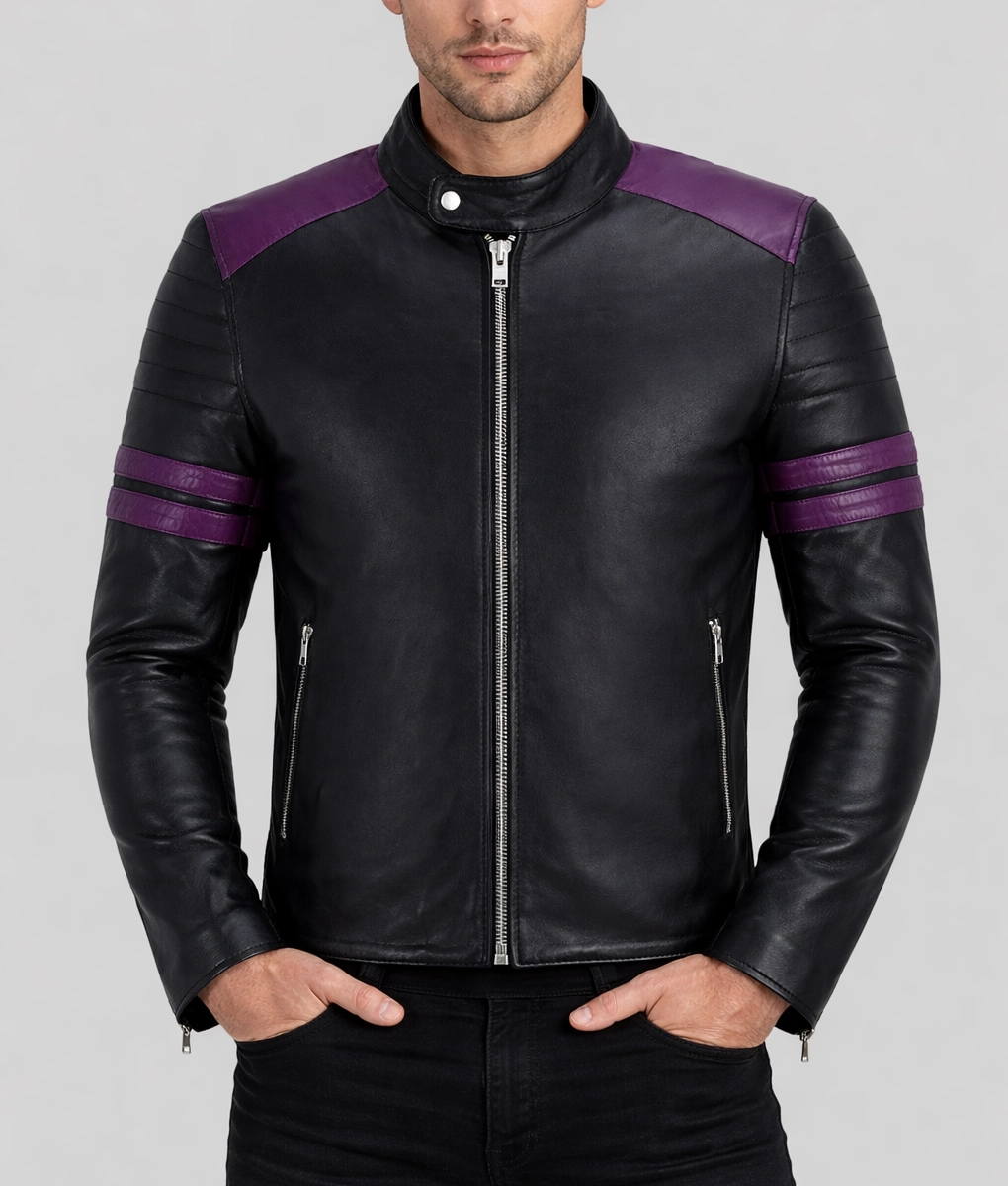 Jason Purple Strips Racing Jacket | Men's Purple Strips Racing Jacket-2