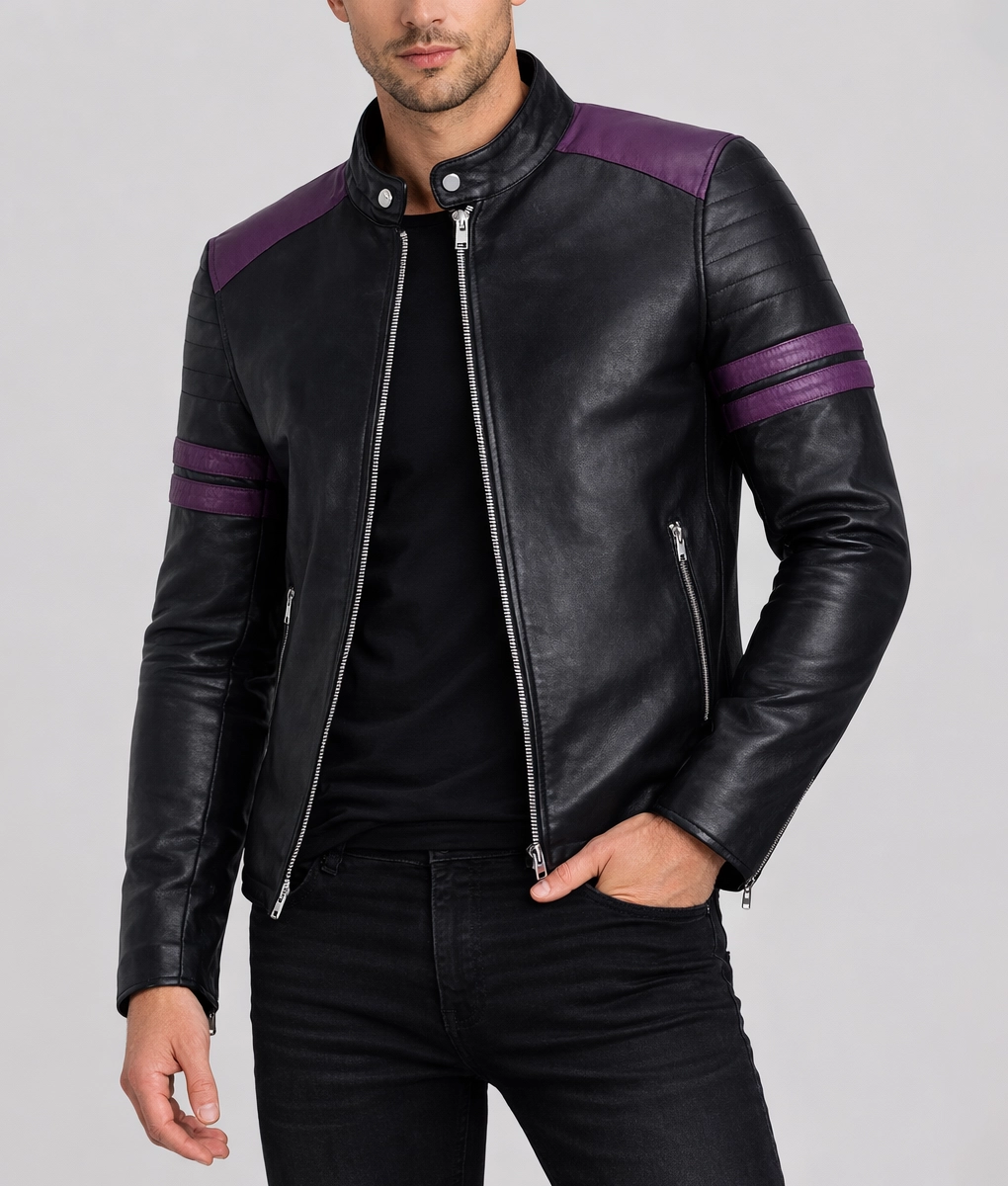 Jason Purple Strips Racing Jacket | Men's Purple Strips Racing Jacket-3