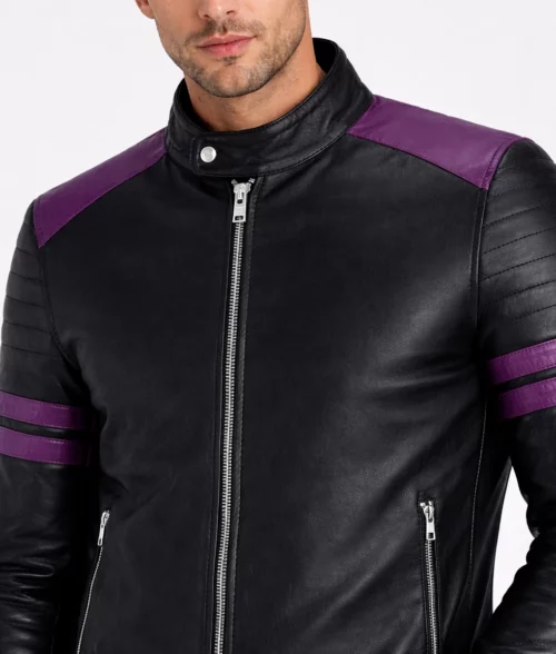 Jason Purple Strips Racing Jacket | Men's Purple Strips Racing Jacket-5
