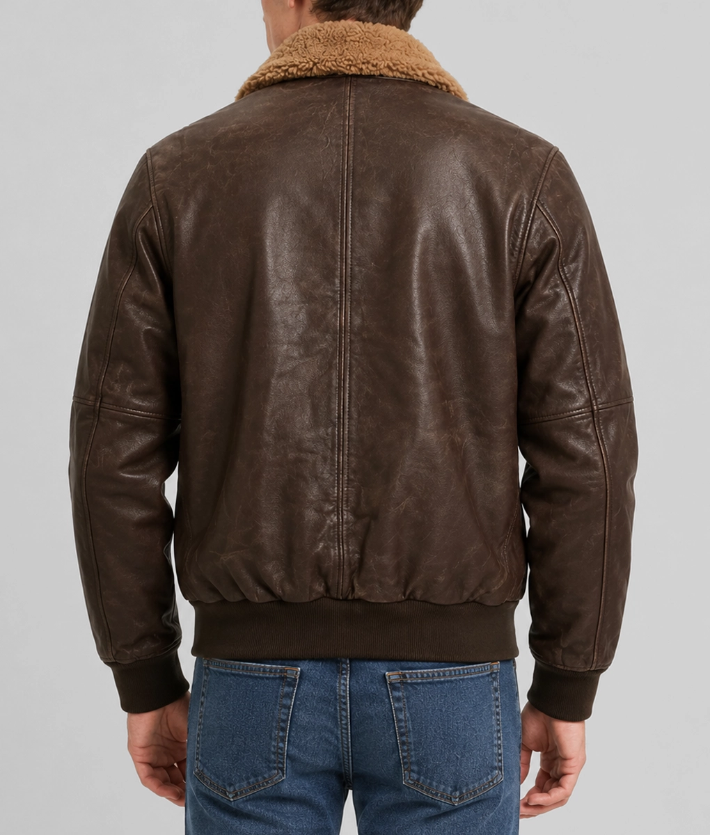 Julius Removable Collar Brown Jacket - Back