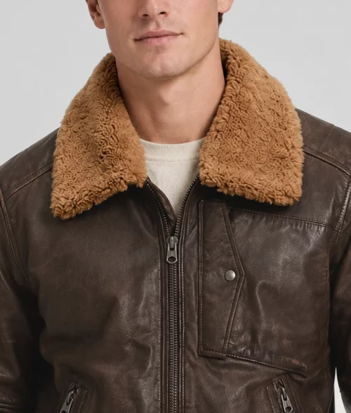 Julius Removable Collar Brown Jacket - Collar