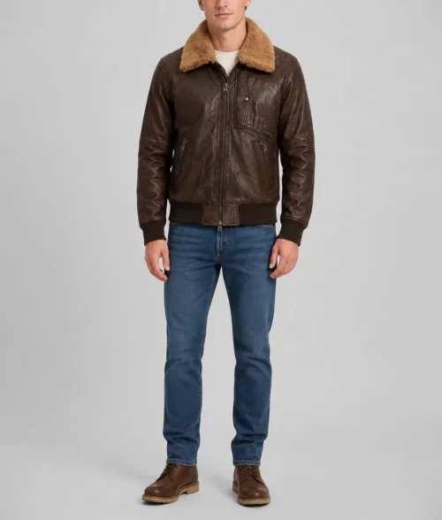 Julius Removable Collar Brown Jacket - Full
