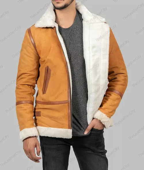 Men's Light Brown Shearling Jacket