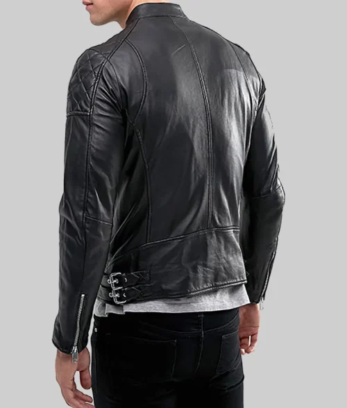 Mens Stylish Black Cafe Racer Jacket