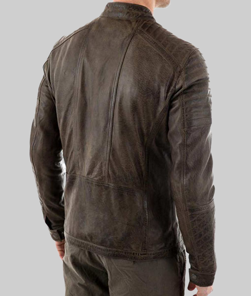 Men&rsquo;s Quilted Shoulder Brown Jacket-BackView