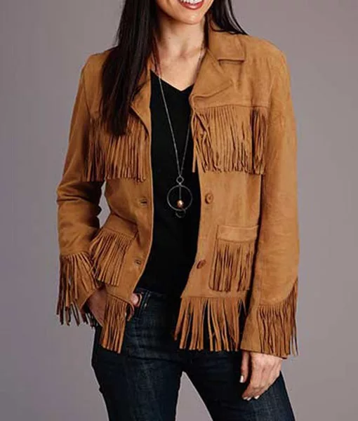 Birdy Brown Fringe Leather Jacket