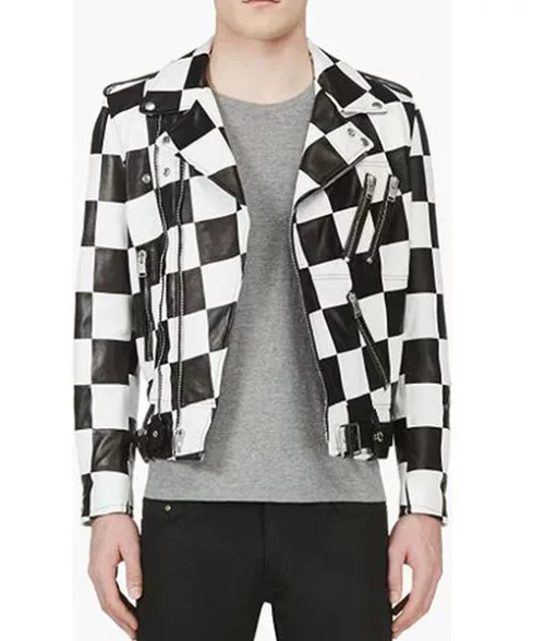 Men’s Checkerboard Leather Jacket