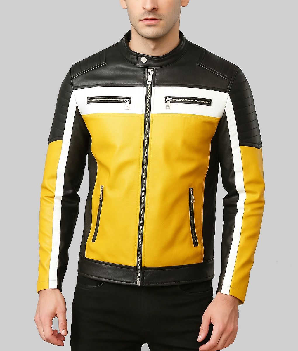 cafe racer mens yellow biker jacket