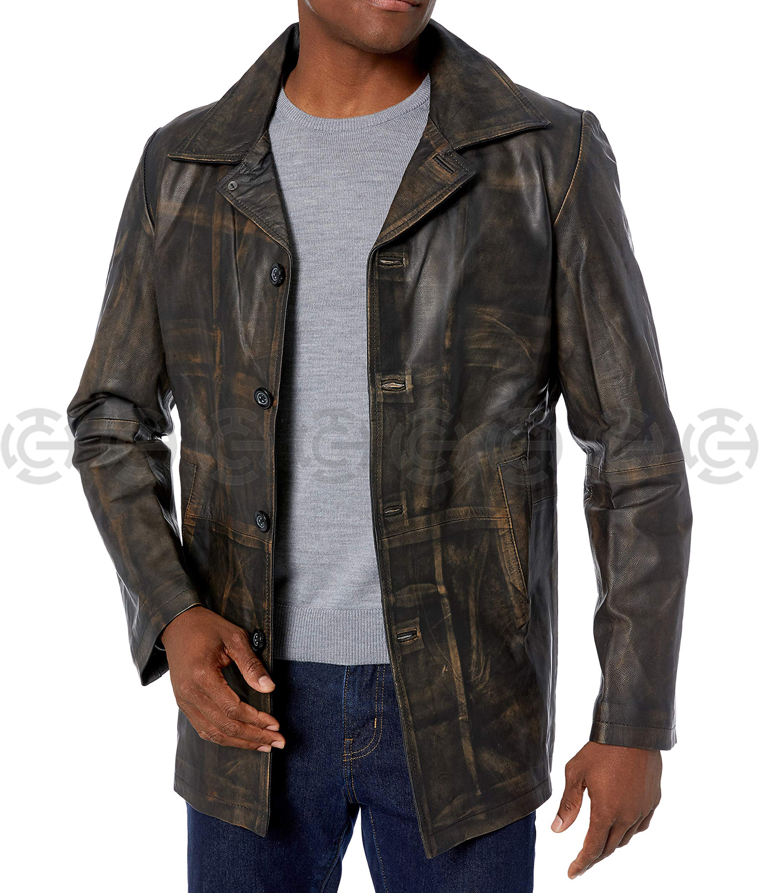 Men's Roberto Distressed Leather Coat