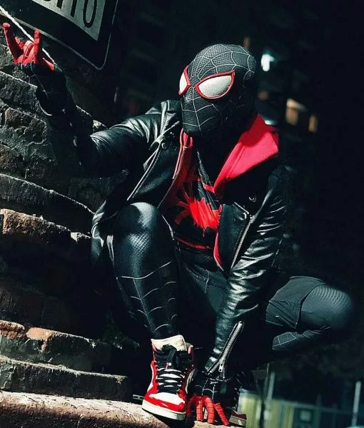 Miles Morales Black Leather Jacket