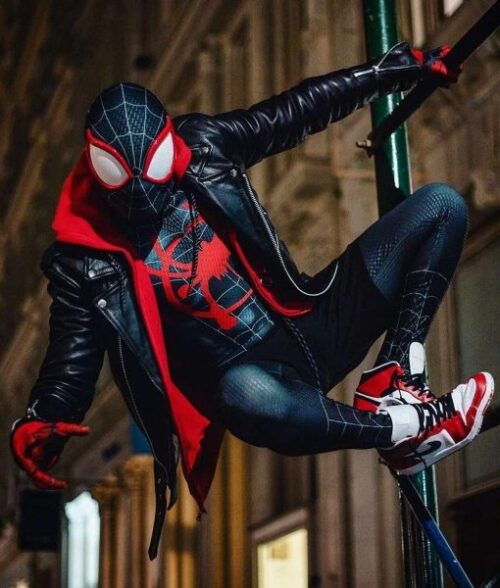 Miles Morales Black Leather Jacket