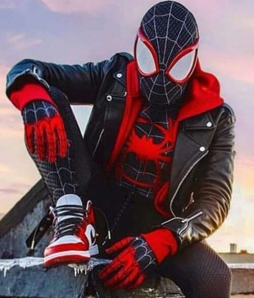 Miles Morales Black Leather Jacket