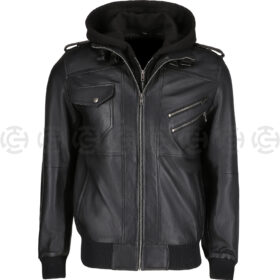 Cole Men’s Black Bomber Leather Jacket