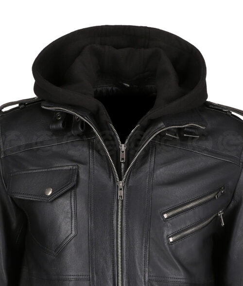 Christian Black Aviator Leather Jacket
