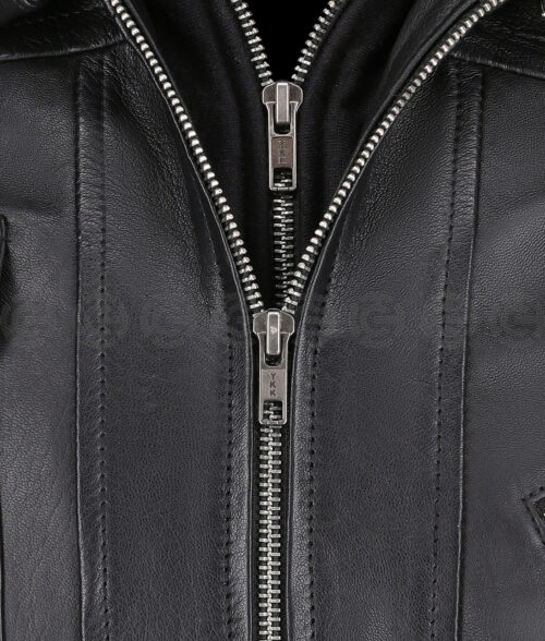 Christian Black Aviator Leather Jacket