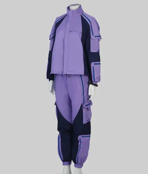 Letitia Wright Shuri Purple Tracksuit - Left Side View