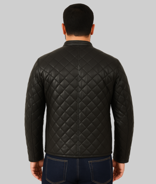 Men's Baxton Black Quilted Jacket-Back View