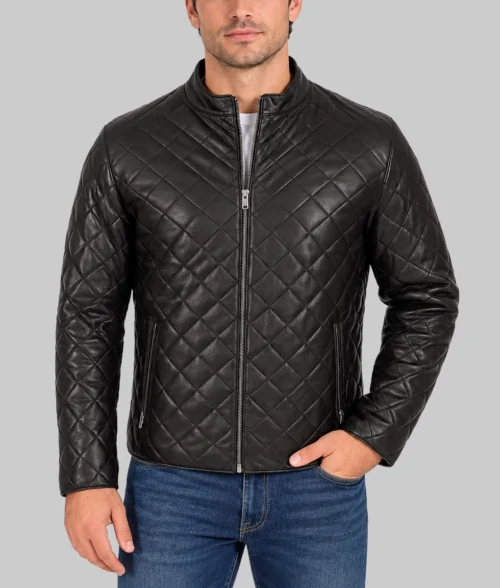 Men's Baxton Black Quilted Jacket - Front