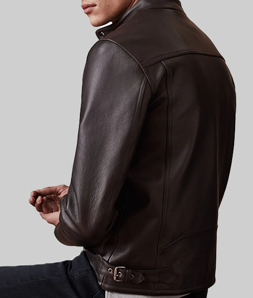 Men's Burrito Brown Café Racer Jacket-BackView