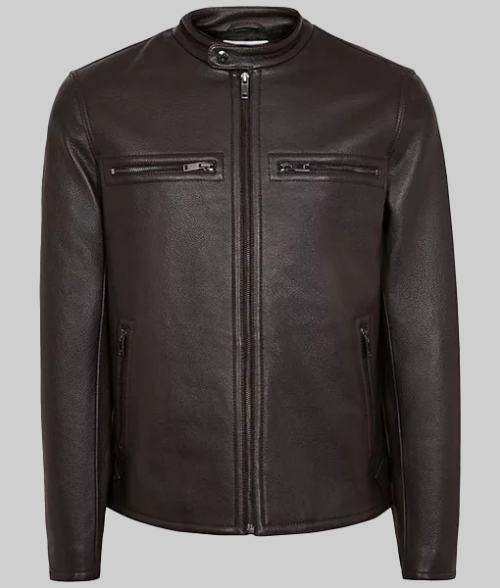 Men's Burrito Brown Café Racer Jacket-FrontView