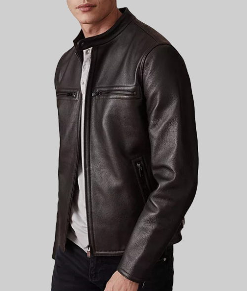 Men's Burrito Brown Café Racer Jacket-SideView