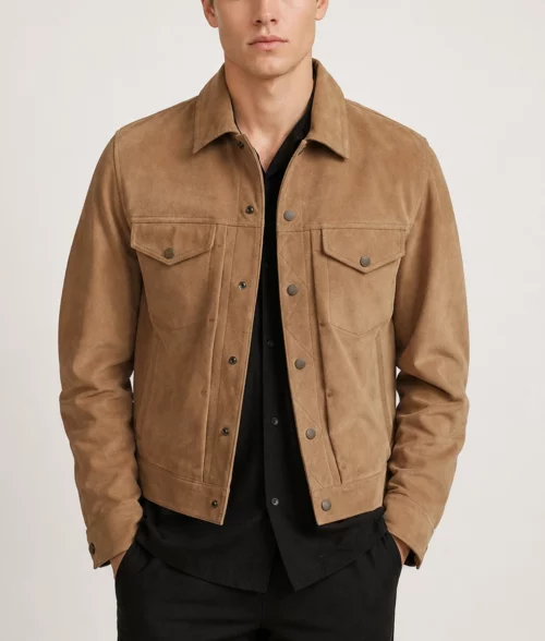 Men's Dredo Suede Leather Jacket - Front