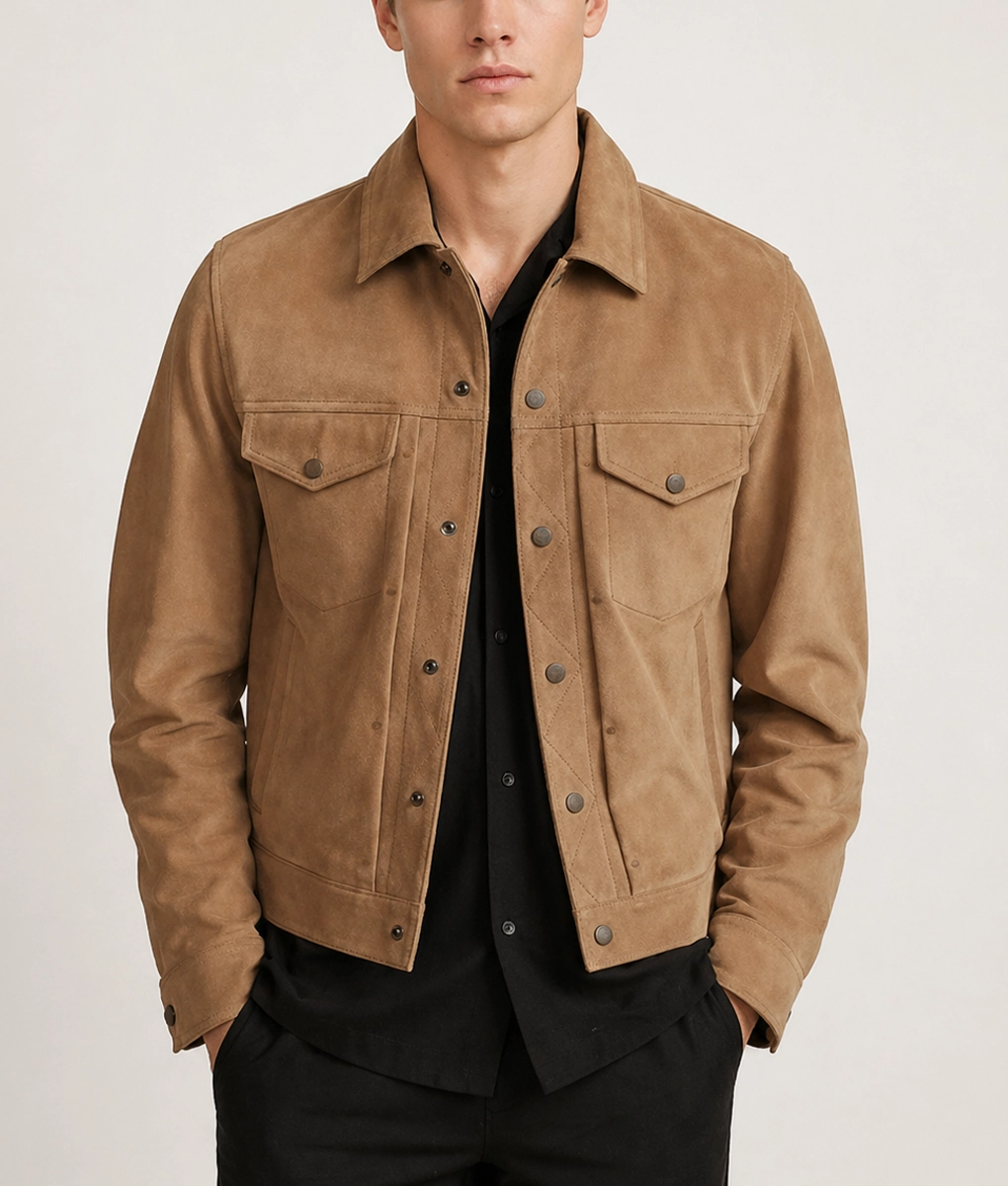 Men's Dredo Suede Leather Jacket - Front