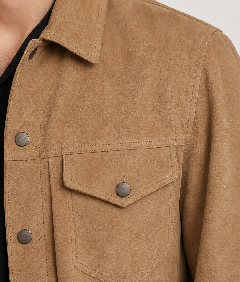 Men's Dredo Suede Leather Jacket - Pocket