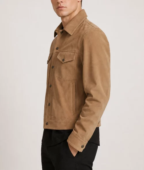 Men's Dredo Suede Leather Jacket - Side
