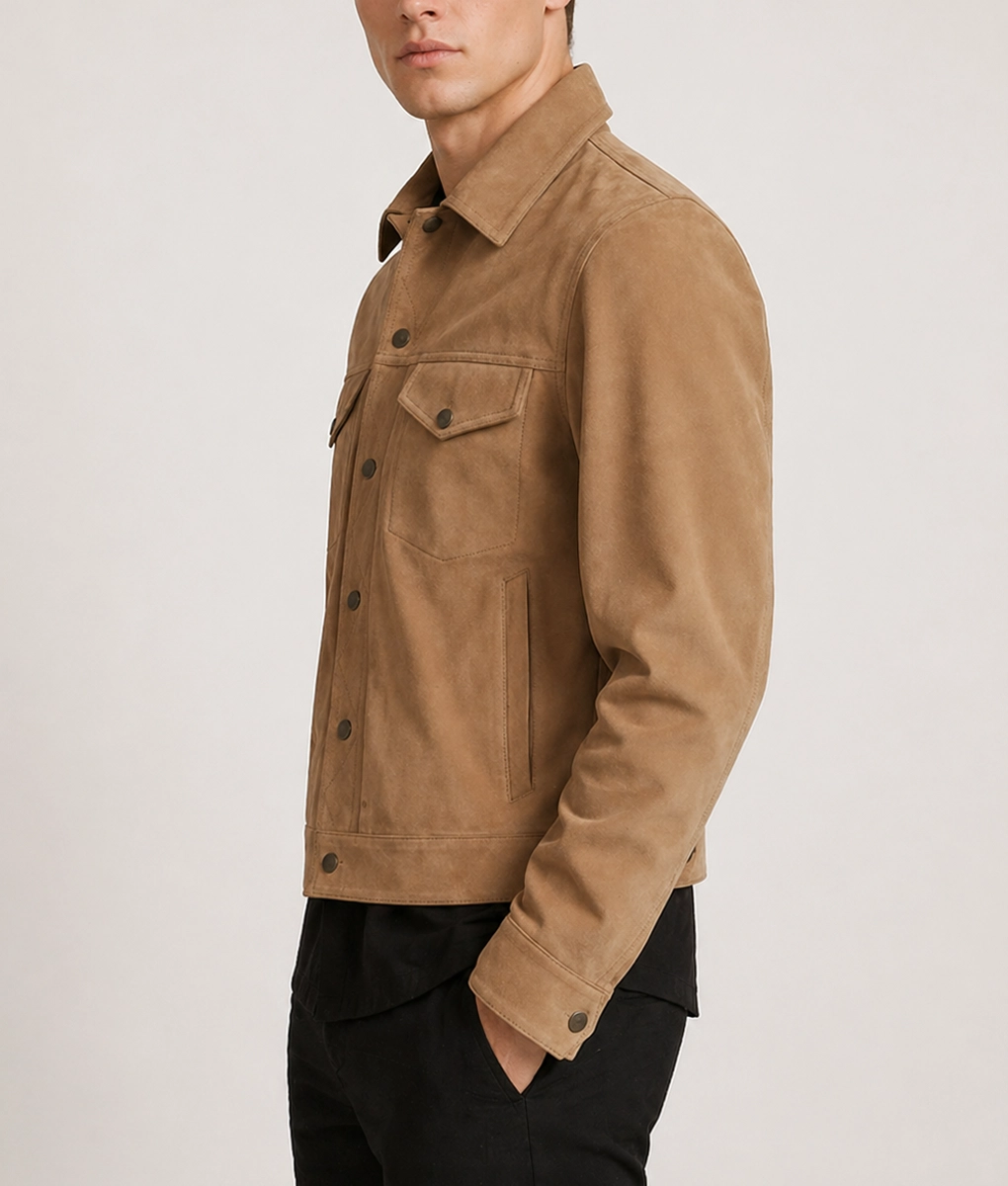 Men's Dredo Suede Leather Jacket - Side