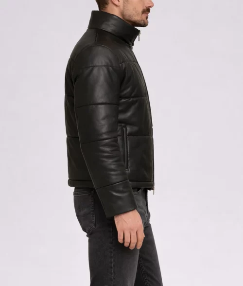 Men's Jet Black Puffer Jacket | Men's Black Puffer Jacket-2