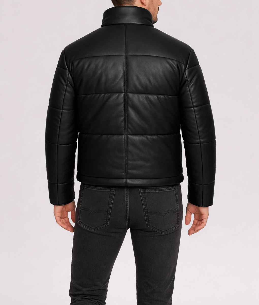 Men's Jet Black Puffer Jacket | Men's Black Puffer Jacket-3