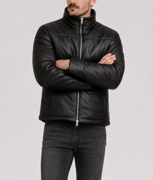 Men's Jet Black Puffer Jacket | Men's Black Puffer Jacket-4