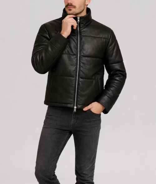 Men's Jet Black Puffer Jacket | Men's Black Puffer Jacket-1