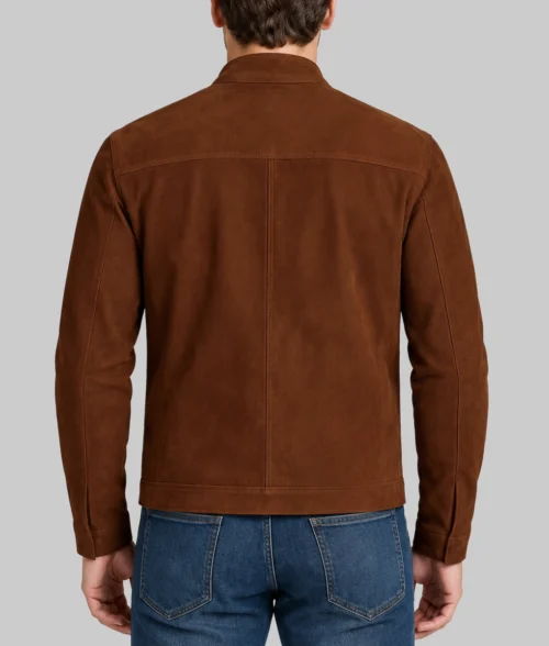 Men&rsquo;s Micke Brown Caf&eacute; Racer Jacket - Back