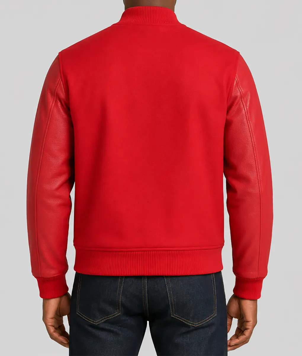 Mens Red Bomber Jacket - Back