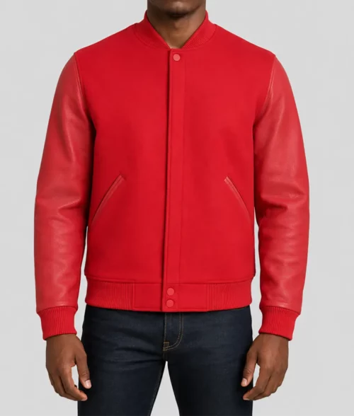 Mens Red Bomber Jacket - Front