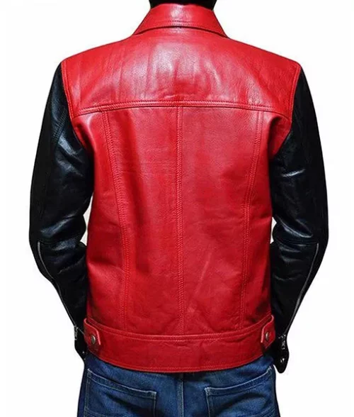 Men's Red and Black Leather Jacket
