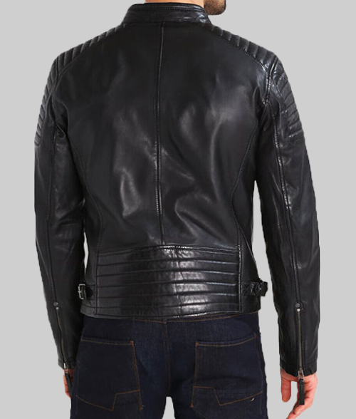 Men's Slim-fit Biker Jacket-BackView