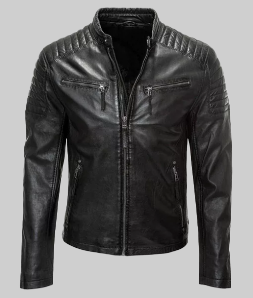 Men's Slim-fit Biker Jacket-FrontView
