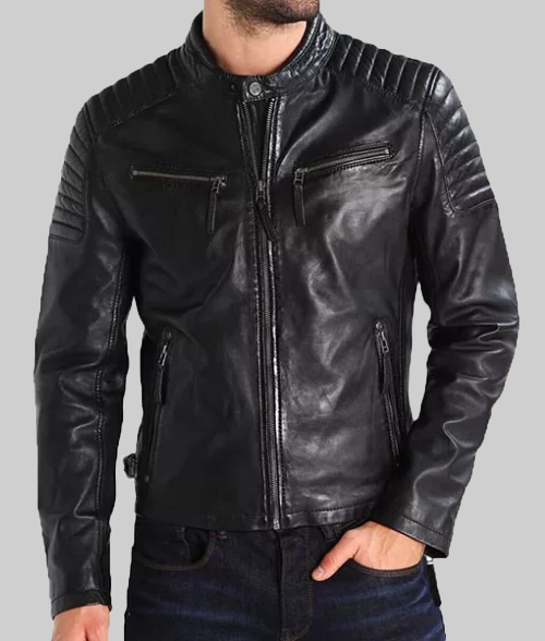 Men's Slim-fit Biker Jacket-FrontView1