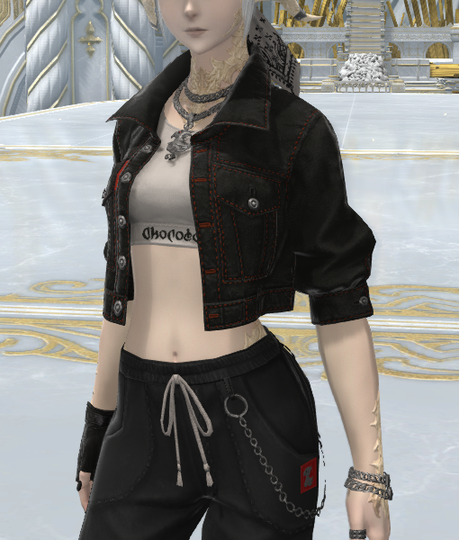 FFXIV Street Black Denim Cropped Jacket | TLC