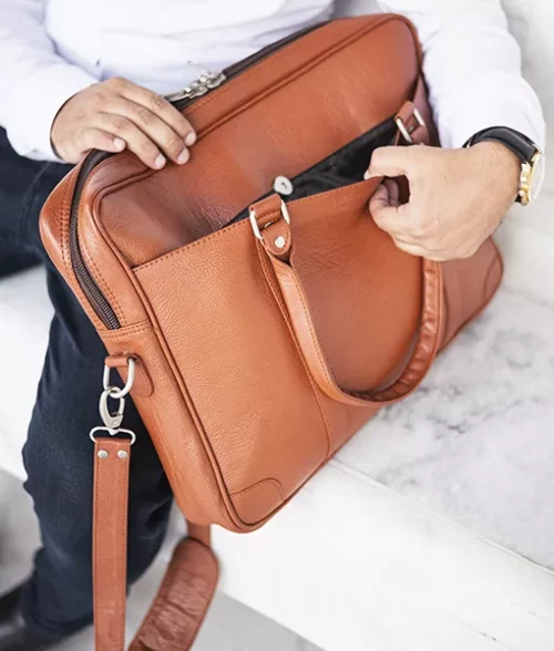 Men Brown Leather Laptop Bag
