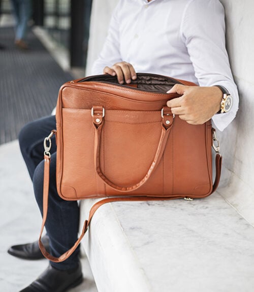 Men Brown Leather Laptop Bag