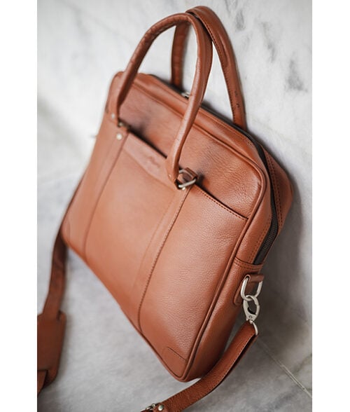 Men Brown Leather Laptop Bag