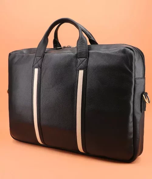 Men’s Stylish Black Leather Laptop Bag