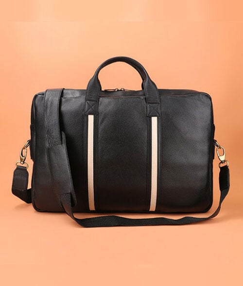 Men’s Stylish Black Leather Laptop Bag